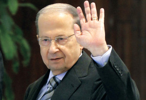 File photo of Lebanese Christian leader and head of the Free Patriotic Movement Michel Aoun at the presidential palace in Baabda, near Beirut