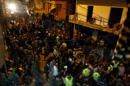 صور من موقع التفجيرين في برج البراجنة