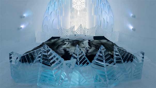 فندق الجليد في السويد تحفة فنية تبنى كل عام