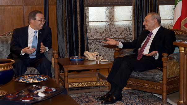 بري استقبل بان كي مون