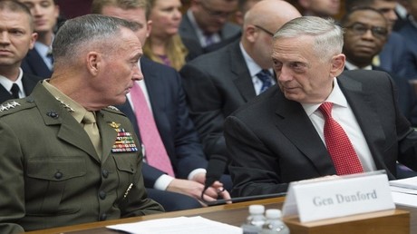 ماتيس ودانفورد أثناء جلسة استماع أمام لجنة القوات المسلحة في مجلس الشيوخ الأمريكي